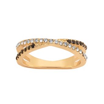 LC Lauren Conrad Gold Tone Crystal Single X Ring