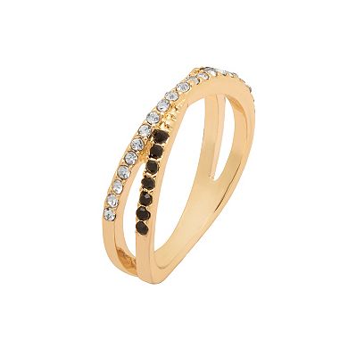 LC Lauren Conrad Gold Tone Crystal Single X Ring