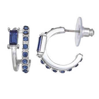 Simply Vera Vera Wang Silver Tone Simulated Stone Double C-Hoop Earrings