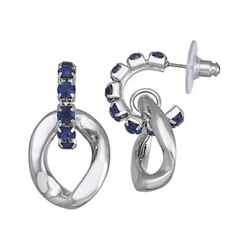 Simply Vera Vera Wang Silver Tone C-Hoop with Drop Earrings