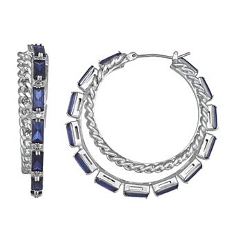 Simply Vera Vera Wang Silver Tone Click-It Double Hoop Earrings