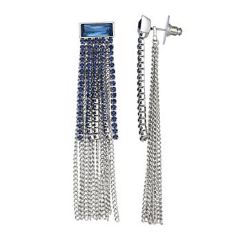 Simply Vera Vera Wang Silver Tone Post Simulated Stone Linear Fringe Earrings
