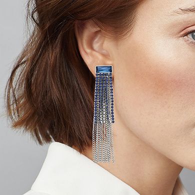 Simply Vera Vera Wang Silver Tone Post Simulated Stone Linear Fringe Earrings