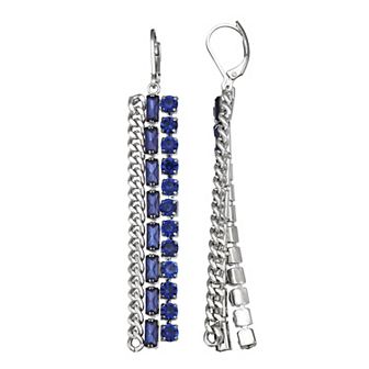 Simply Vera Vera Wang Silver Tone Leverback Simulated Stone Chain Linear Earrings