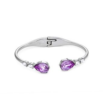 Simply Vera Vera Wang Silver Tone Purple Crystal Stone Hinged Cuff Bracelet