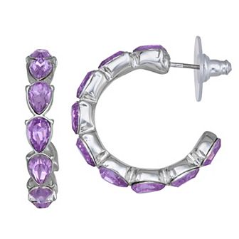 Simply Vera Vera Wang Silver Tone Purple Simulated Stone Hoop Earrings