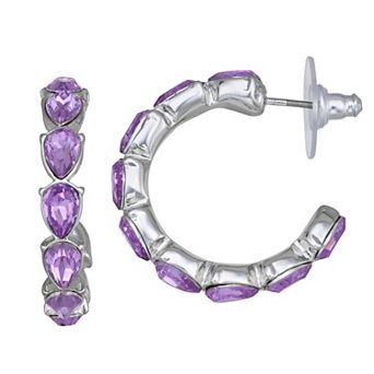 Simply Vera Vera Wang Silver Tone Purple Simulated Stone Hoop Earrings