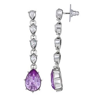 Simply Vera Vera Wang Silver Tone Purple Crystal Teardrop Linear Stud Earrings