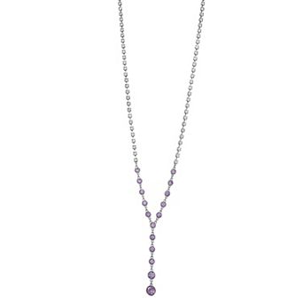 Simply Vera Vera Wang Silver Tone Purple & Clear Crystal Y-Necklace