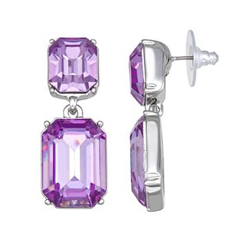Simply Vera Vera Wang Silver Tone Purple Simulated Stone Double Drop Earrings