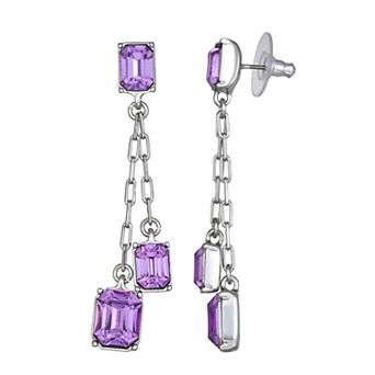 Simply Vera Vera Wang Silver Tone Purple Simulated Stone Linear Earrings
