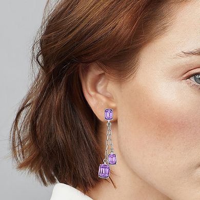 Simply Vera Vera Wang Silver Tone Purple Simulated Stone Linear Earrings