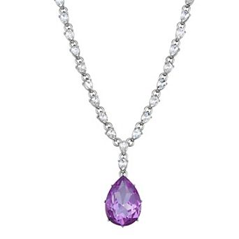 Simply Vera Vera Wang Silver Tone Purple Crystal Teardrop Pendant Necklace