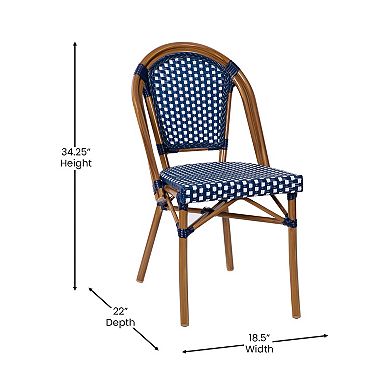Flash Furniture 2 Pack All-Weather Commercial Paris Chairs with Rattan Print Frame