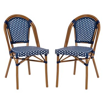 Flash Furniture 2 Pack All-Weather Commercial Paris Chairs with Rattan Print Frame