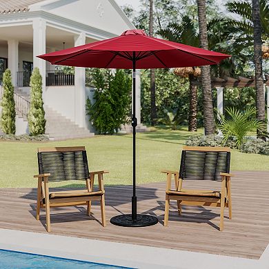 Flash Furniture Bundled Set - 9 FT Round Umbrella & Universal Cement Waterproof Base