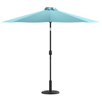 Flash Furniture Bundled Set - 9 FT Round Umbrella & Universal Cement Waterproof Base
