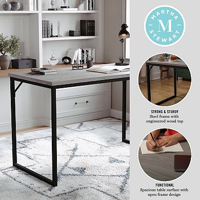 Martha Stewart Wood Grain Parsons Desk with Metal Frame