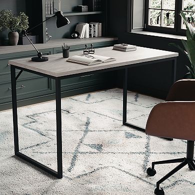 Martha Stewart Wood Grain Parsons Desk with Metal Frame