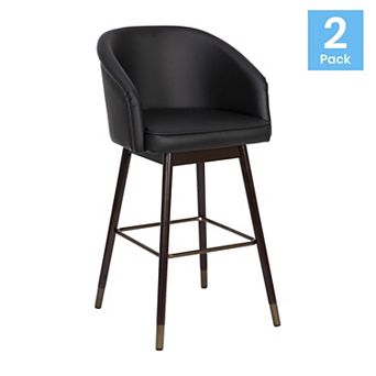 Flash Furniture Commercial Barstool with Beechwood Legs-Set of 2