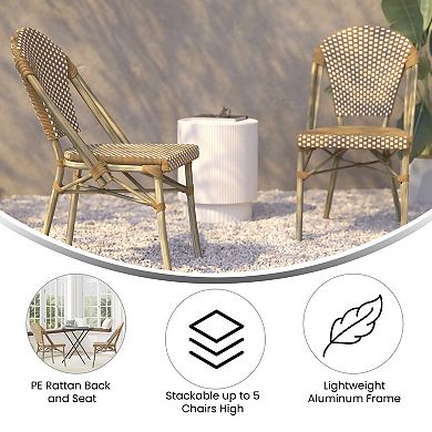 Flash Furniture All-Weather Commercial Paris Chair with Rattan Print Aluminum Frame