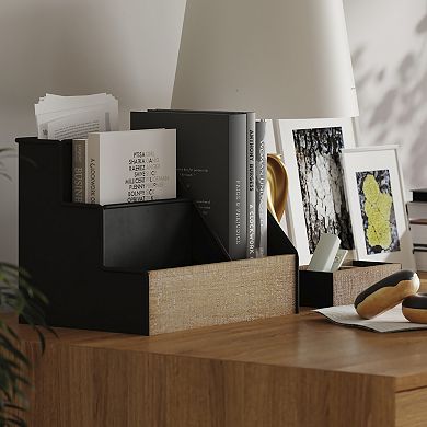 Flash Furniture Metal and Wood 3 Piece Desktop or Vanity Organizer Set