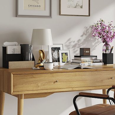 Flash Furniture Metal and Wood 3 Piece Desktop or Vanity Organizer Set