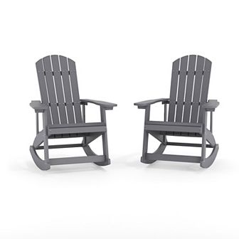 Flash Furniture Adirondack Poly Resin Rocking Chairs for Indoor/Outdoor Use - 2 Pack