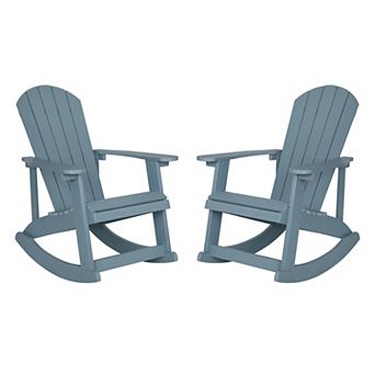 Flash Furniture Adirondack Poly Resin Rocking Chairs for Indoor/Outdoor Use - 2 Pack