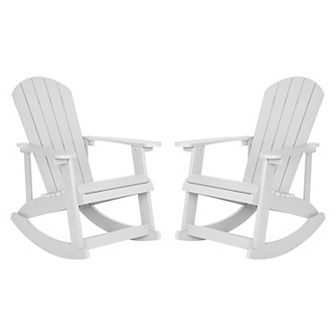 Flash Furniture Adirondack Poly Resin Rocking Chairs for Indoor/Outdoor Use - 2 Pack