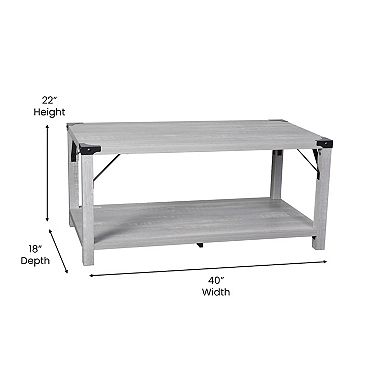 Flash Furniture 2-Tier Coffee Table with Metal Side Braces and Corner Caps