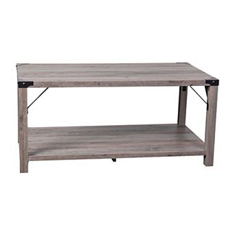 Flash Furniture 2 tier Coffee Table with Metal Side Braces and Corner Caps