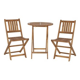 Flash Furniture Indoor/Outdoor Acacia Wood Folding Table and 2 Chair Bistro Set