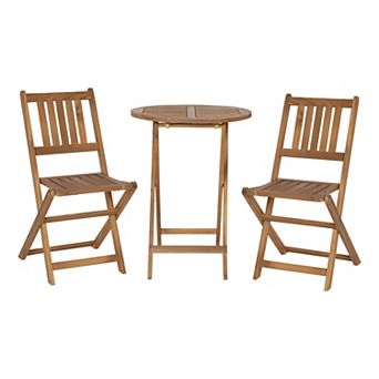 Flash Furniture Indoor/Outdoor Acacia Wood Folding Table and 2 Chair Bistro Set