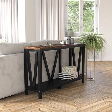 Flash Furniture Farmhouse Style Rustic Entryway Console Table