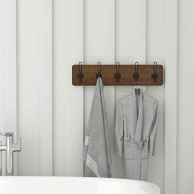 Flash Furniture Wall Mounted Storage Rack with Upper Shelf and Storage Hooks