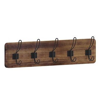Flash Furniture Wall Mounted Storage Rack with Upper Shelf and Storage Hooks