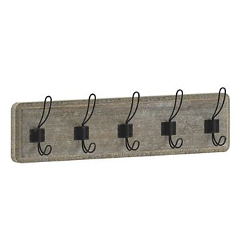 Flash Furniture Wall Mounted Storage Rack with Upper Shelf and Storage Hooks