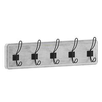 Flash Furniture Wall Mounted Storage Rack with Upper Shelf and Storage Hooks