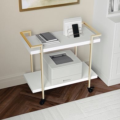 Martha Stewart Mobile 2 Tier Home Office Printer Cart with Side Storage