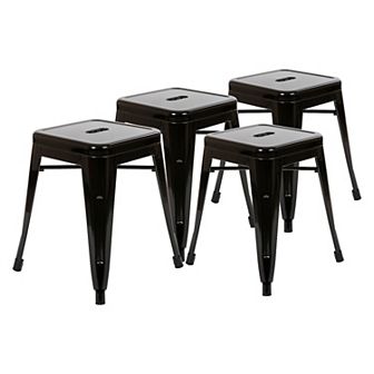 Flash Furniture 18 Inch Table Height Indoor Stackable Metal Dining Stool-Set of 4