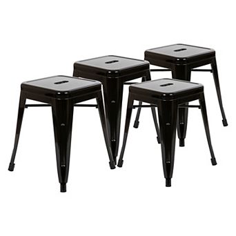 Flash Furniture 18 Inch Table Height Indoor Stackable Metal Dining Stool-Set of 4