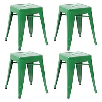 Flash Furniture 18 Inch Table Height Indoor Stackable Metal Dining Stool-Set of 4