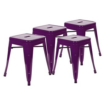 Flash Furniture 18 Inch Table Height Indoor Stackable Metal Dining Stool-Set of 4