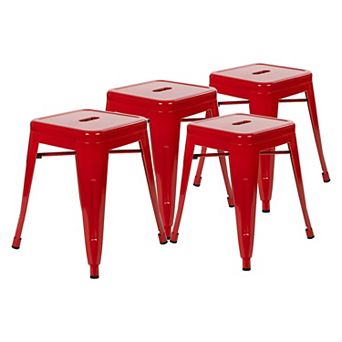Flash Furniture 18 Inch Table Height Indoor Stackable Metal Dining Stool-Set of 4