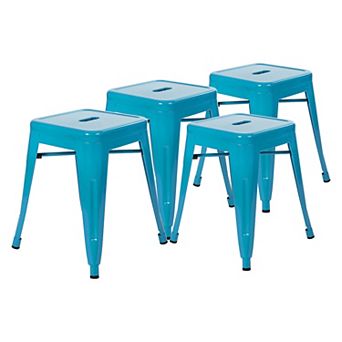 Flash Furniture 18 Inch Table Height Indoor Stackable Metal Dining Stool-Set of 4