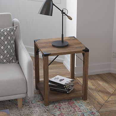 Flash Furniture 2-Tier Side Table with Metal Side Braces and Corner Caps