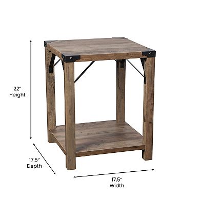 Flash Furniture 2-Tier Side Table with Metal Side Braces and Corner Caps