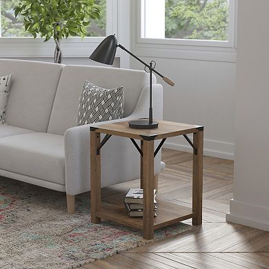 Flash Furniture 2-Tier Side Table with Metal Side Braces and Corner Caps