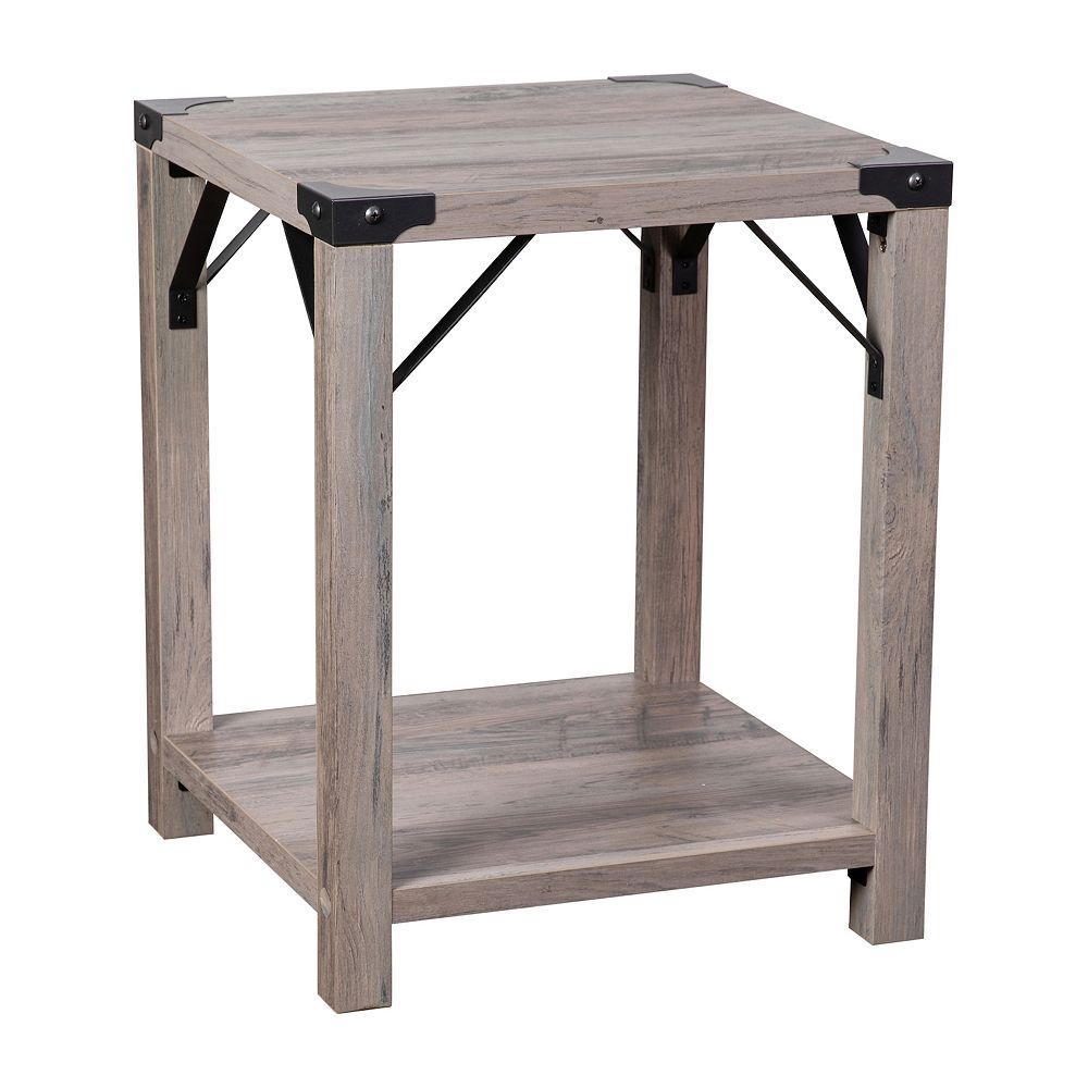 Flash Furniture 2-Tier Side Table with Metal Side Braces and Corner Caps
